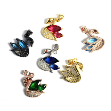 Multicolor Swan Duck Forma CZ Gemstone Pingente Jóias Acessório Beleza